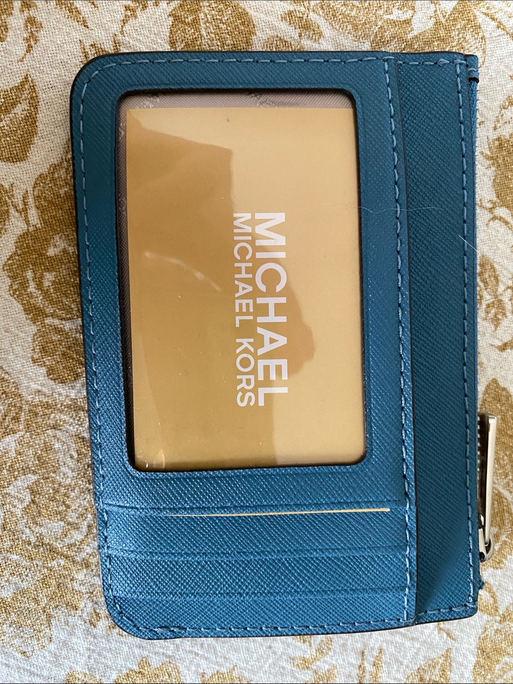 Michael Kors Teal Card Case with Clear ID Window